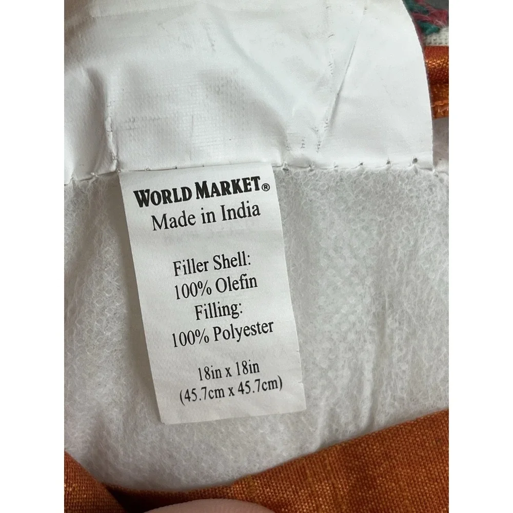 World Market Throw Pillow Cover Waves Embroidered 18